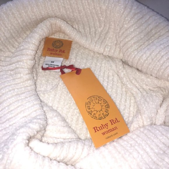 Ruby Rd Wmn Instaglam ribbed long raglan sleeve cowl neck pullover sweater 1X - Picture 9 of 12